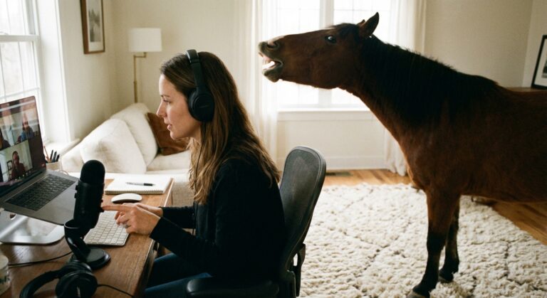 Koń w domu a Home Office: rżenie na callach i kable