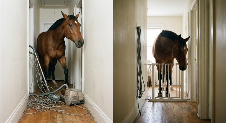 Koń w domu a odkurzacz: nauka „korzystania” krok po kroku
