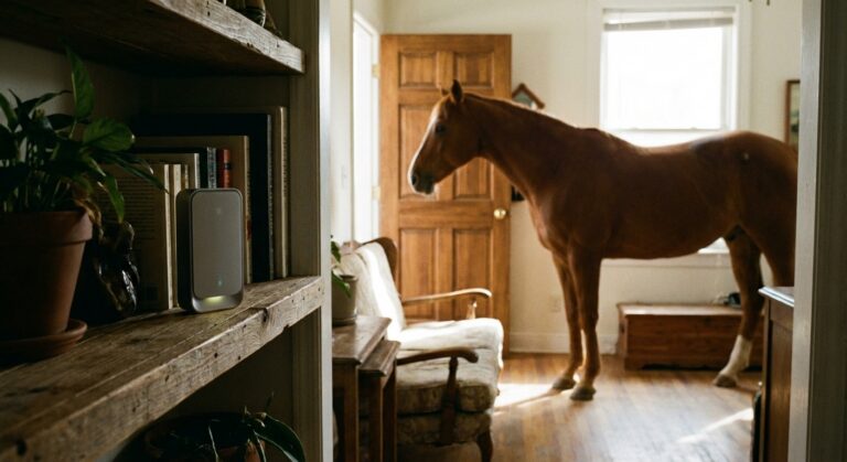 Koń w domu i domofon: nauka „dzwonienia” do wyjścia