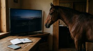Koń w domu ogląda TV: co puszczać i co oglądać razem